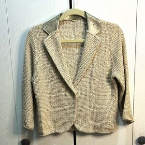 Elie TAHARI Tweed & Gold Sequin Sweater Jacket
